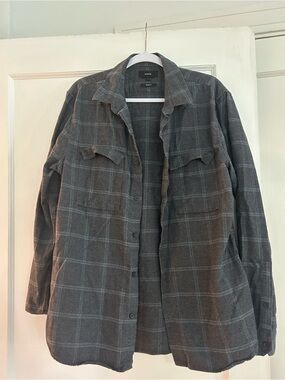 Vince Gray Plaid Button-Down